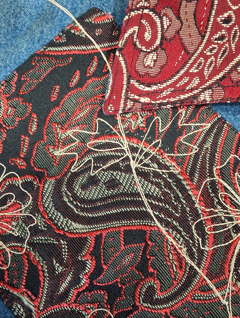 Sara Studio~Womens VTG Patchwork Embroidery Denim Jean Chore Jacket~Barn Coat~2X - Picture 6 of 10